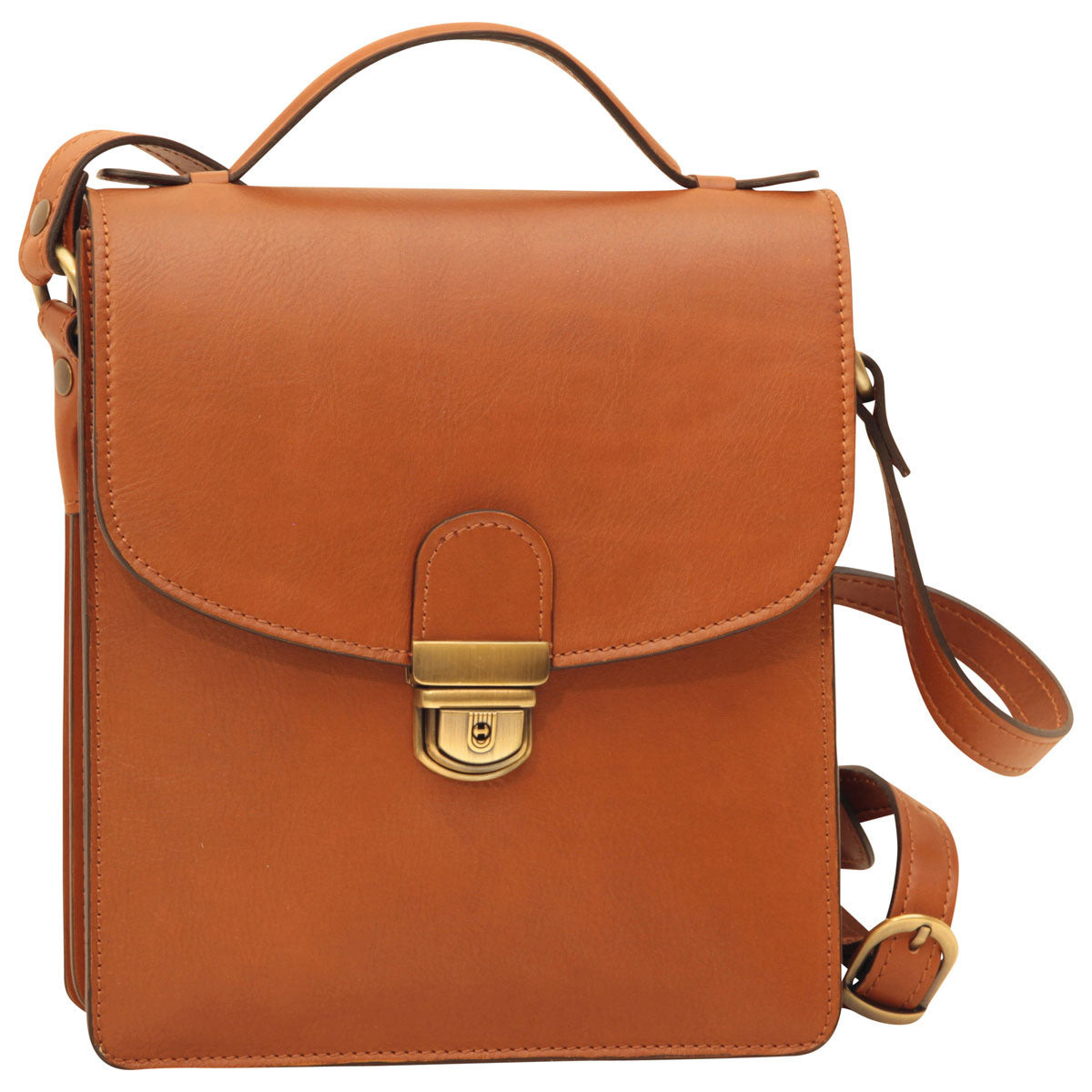 Briefcase Shoulder Bag Brown Colonial — Full-Grain Leather