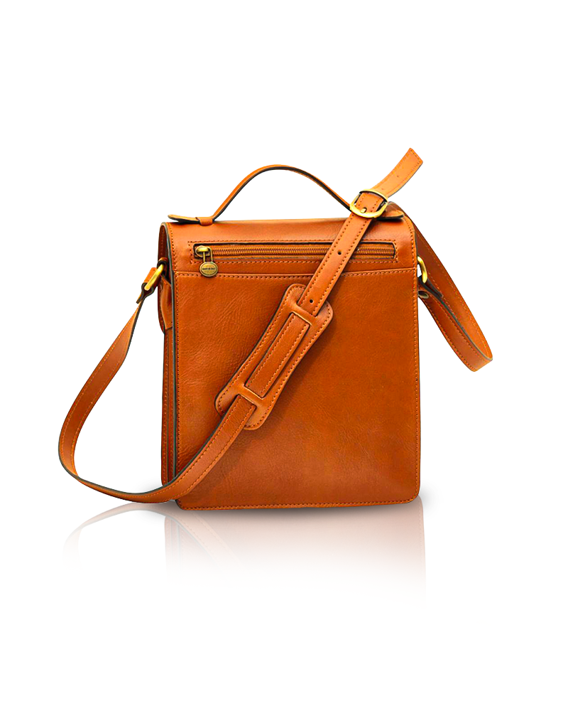 Briefcase Shoulder Bag Brown Colonial — Full-Grain Leather