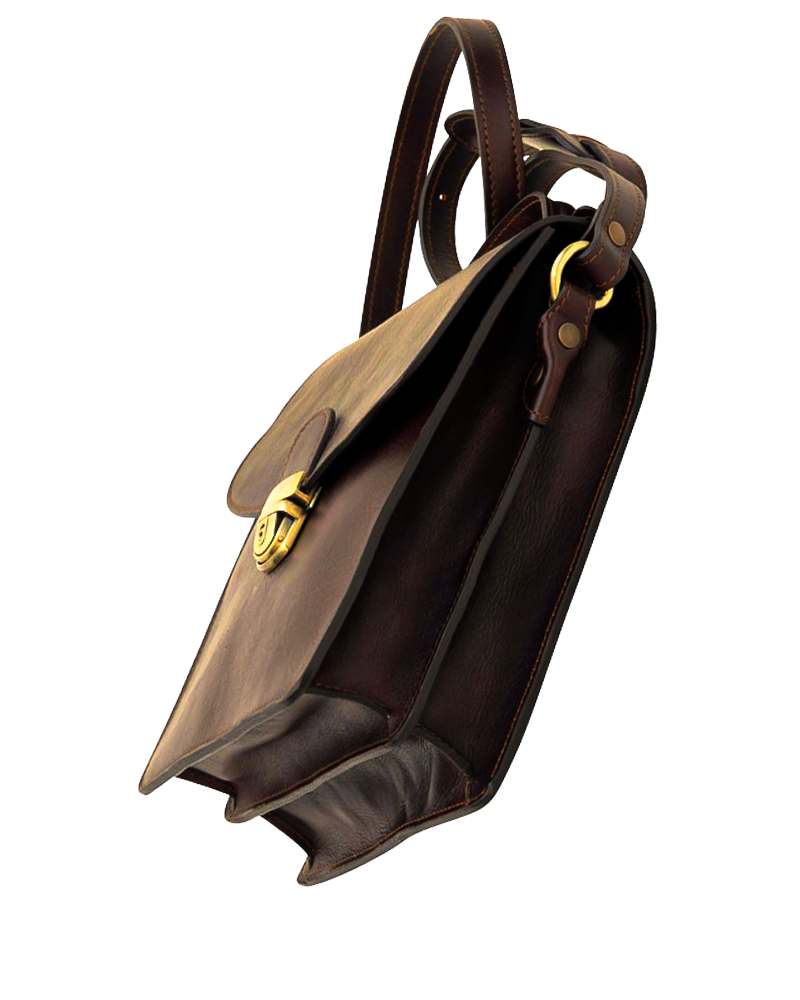 Briefcase Shoulder Bag Brown Colonial — Full-Grain Leather