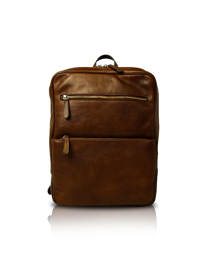 Travel Backpack — Full-Grain Calfskin Leather | Chestnut