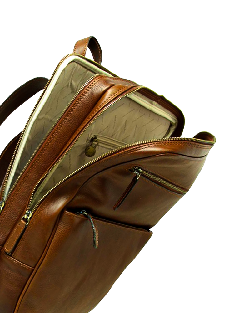 Travel Backpack — Full-Grain Calfskin Leather | Chestnut