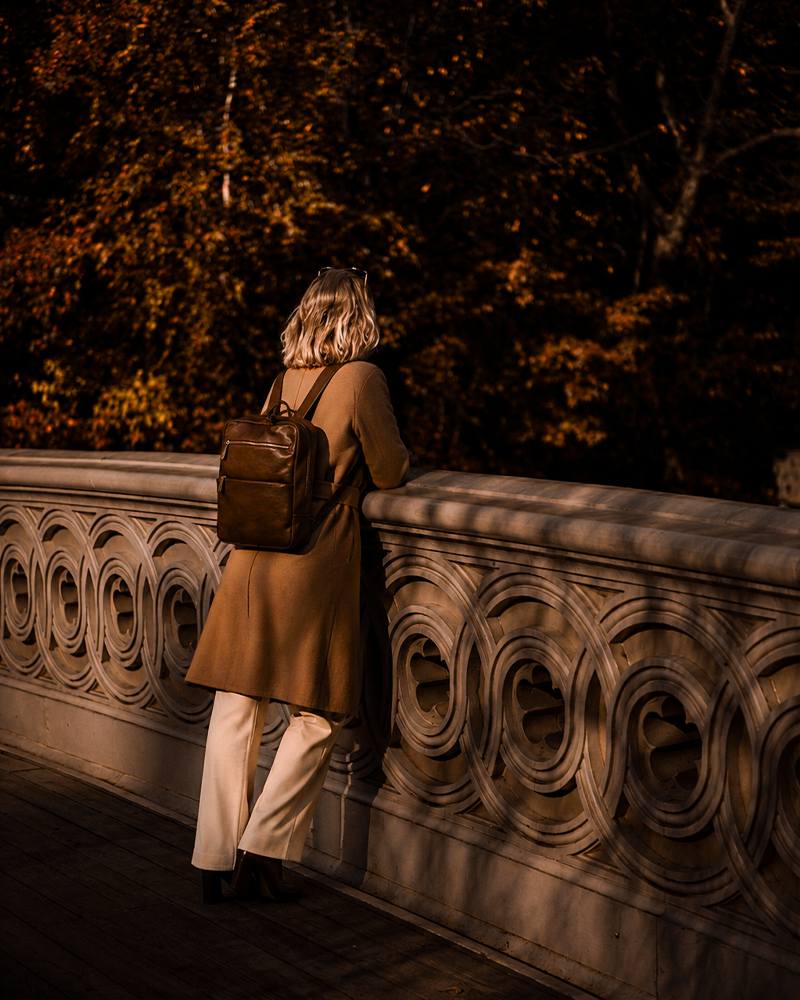 Travel Backpack — Full-Grain Calfskin Leather | Chestnut
