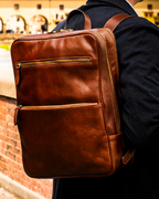 Travel Backpack — Full-Grain Calfskin Leather | Chestnut