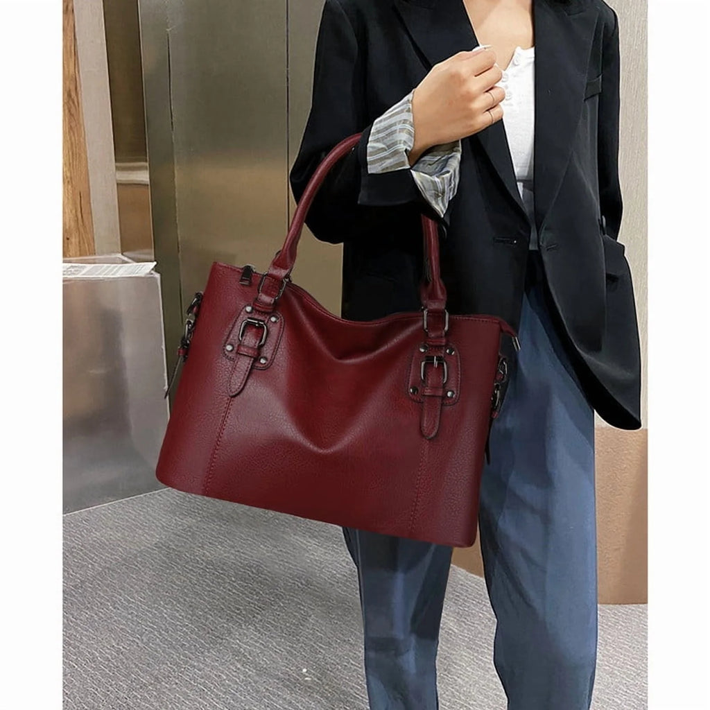 Satchel Handbag for Women with Shoulder Strap Medium Top Handle Purse Crossbody Bag Soft Leather Work Tote